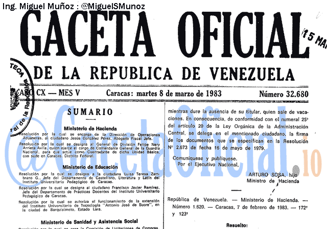 Gaceta Oficial 32680 del 8 Marzo 1983