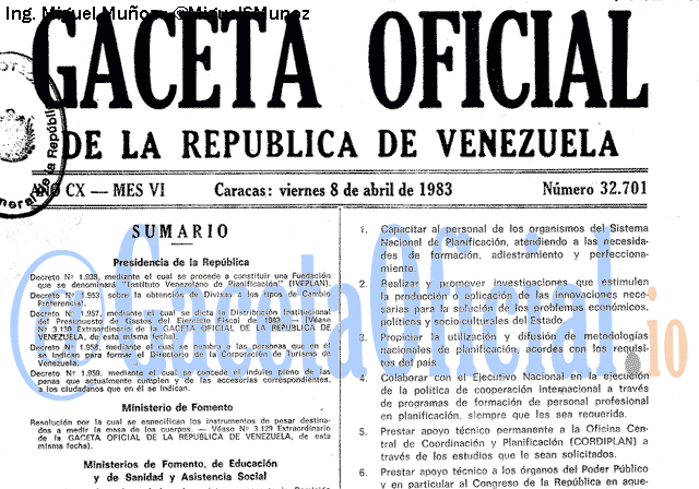 Gaceta Oficial 32701 del 8 Abril 1983