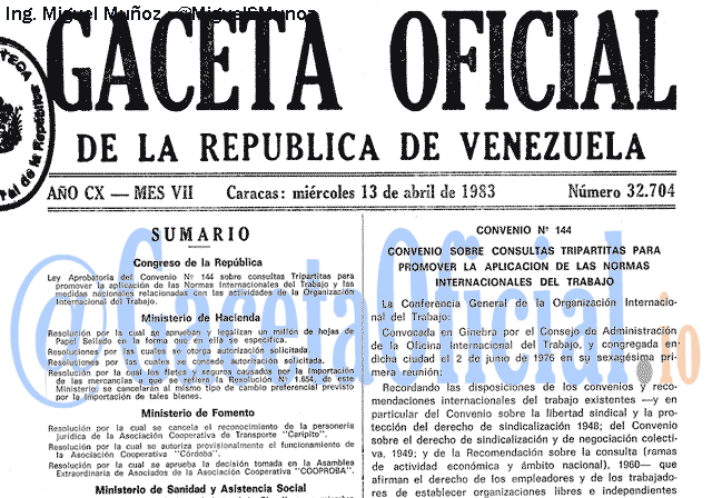 Gaceta Oficial 32704 del 13 Abril 1983
