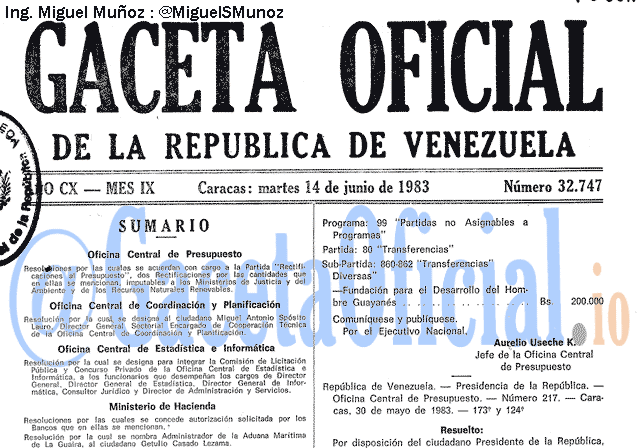 Gaceta Oficial 32747 del 14 Junio 1983