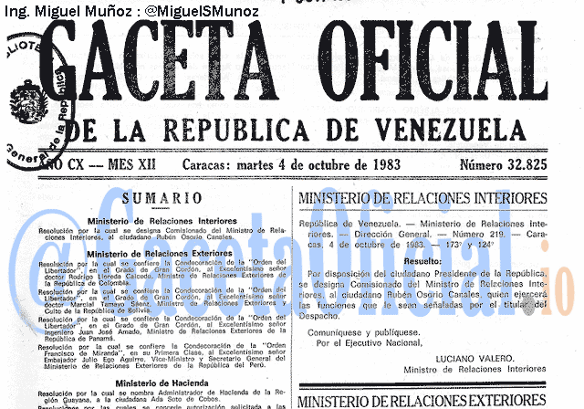 Gaceta Oficial 32825 del 4 Octubre 1983