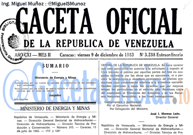 Gaceta Oficial 3288 del 9 Diciembre 1983