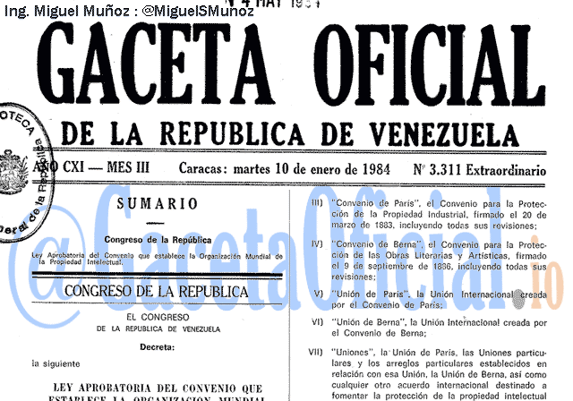 Gaceta Oficial 3311 del 10 Enero 1984