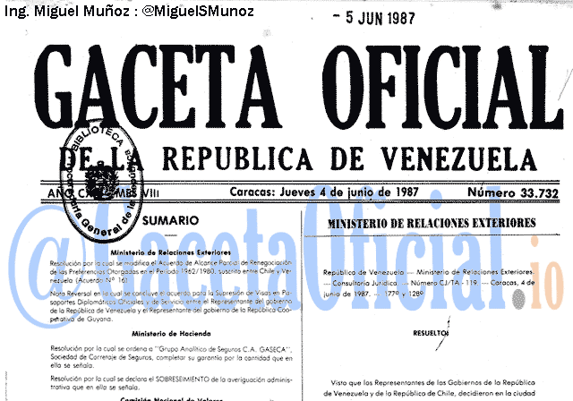 Gaceta Oficial 33732 del 4 Junio 1987