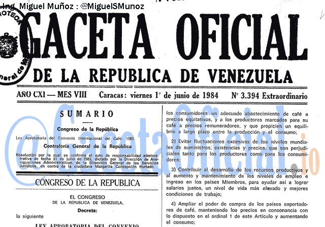 Gaceta Oficial 3394 del 1 Junio 1984