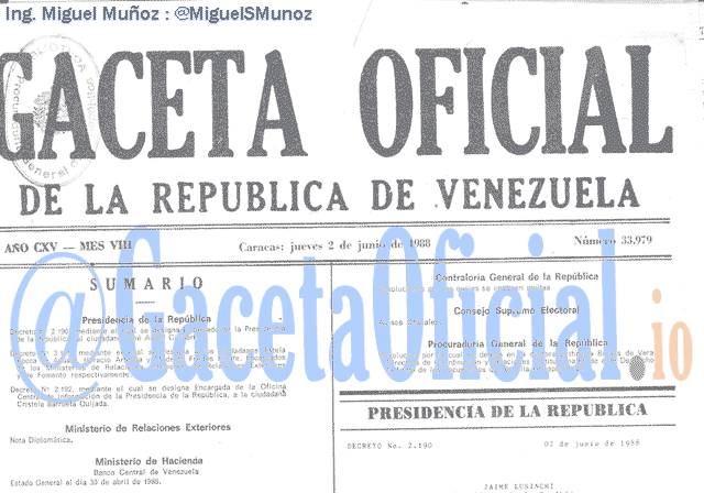 Gaceta Oficial 33979 del 2 Junio 1988