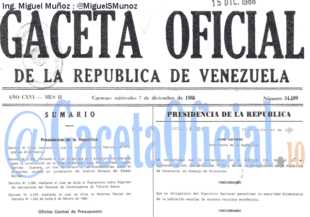 Gaceta Oficial 34109 del 7 Diciembre 1988