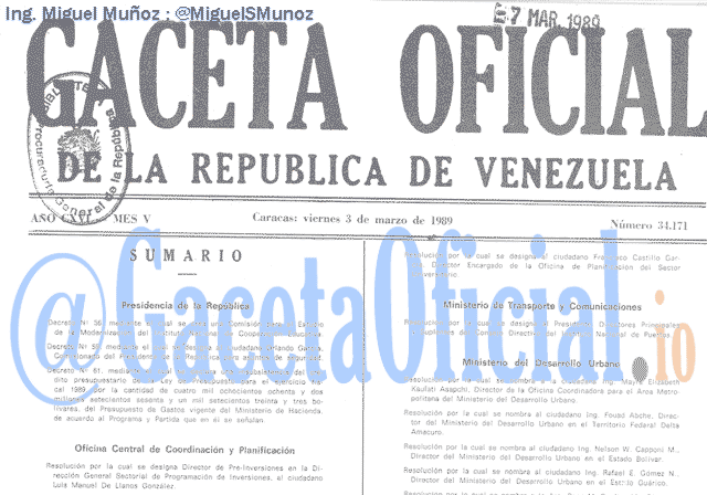 Gaceta Oficial 34171 del 3 Marzo 1989