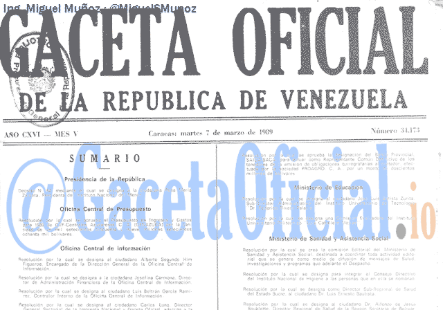 Gaceta Oficial 34173 del 7 Marzo 1989