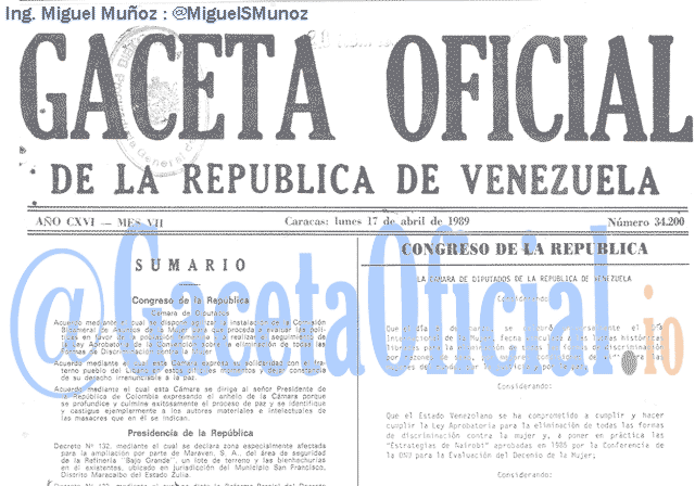 Gaceta Oficial 34200 del 17 Abril 1989