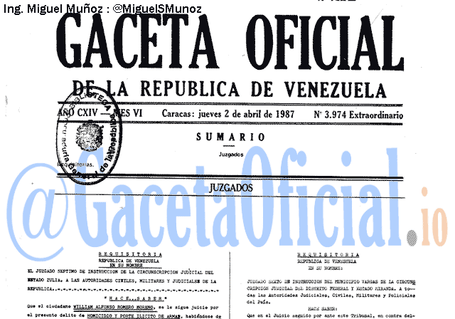 Gaceta Oficial 3974 del 2 Abril 1987