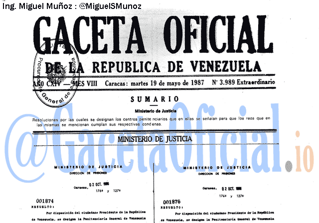 Gaceta Oficial 3989 del 19 Mayo 1987