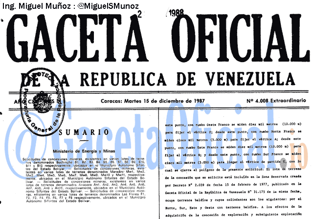 Gaceta Oficial 4008 del 15 Diciembre 1987