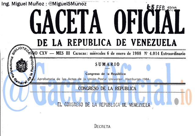 Gaceta Oficial 4014 del 6 Enero 1988