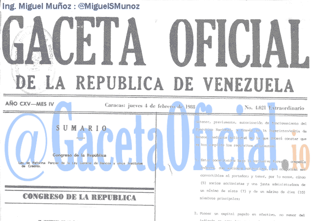Gaceta Oficial 4021 del 4 Febrero 1988