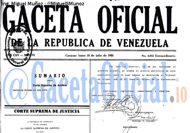 Gaceta Oficial 4035 del 18 Junio 1988