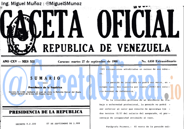 Gaceta Oficial 4050 del 27 Septiembre 1988