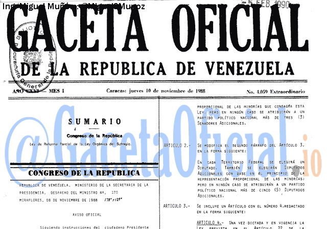 Gaceta Oficial 4059 del 10 Noviembre 1988