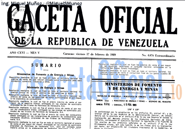 Gaceta Oficial 4076 del 17 Febrero 1989