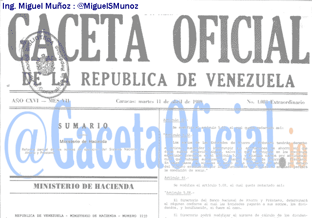 Gaceta Oficial 4083 del 11 Abril 1989