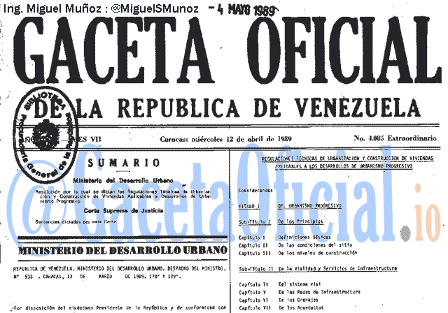 Gaceta Oficial 4085 del 12 Abril 1989