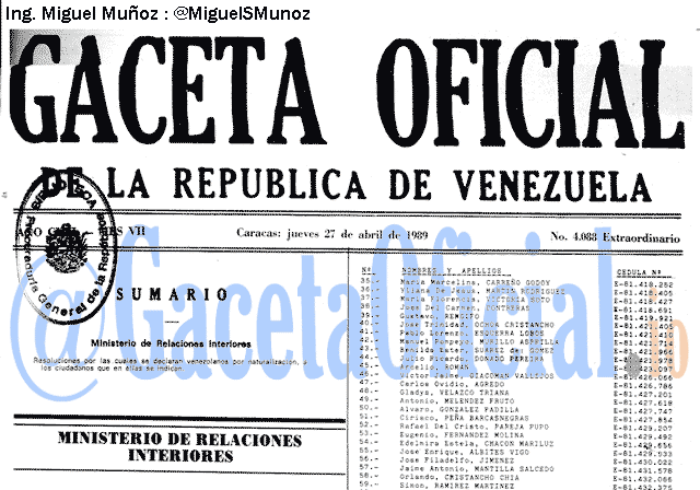 Gaceta Oficial 4088 del 27 Abril 1989