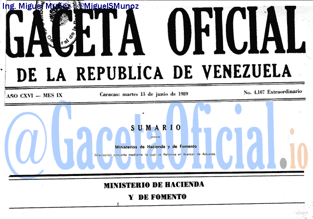 Gaceta Oficial 4107 del 13 Junio 1989