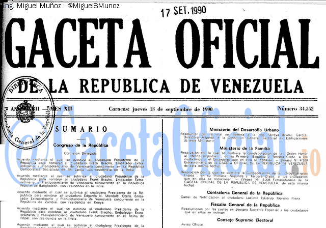 Gaceta Oficial 34552 del 13 Septiembre 1990