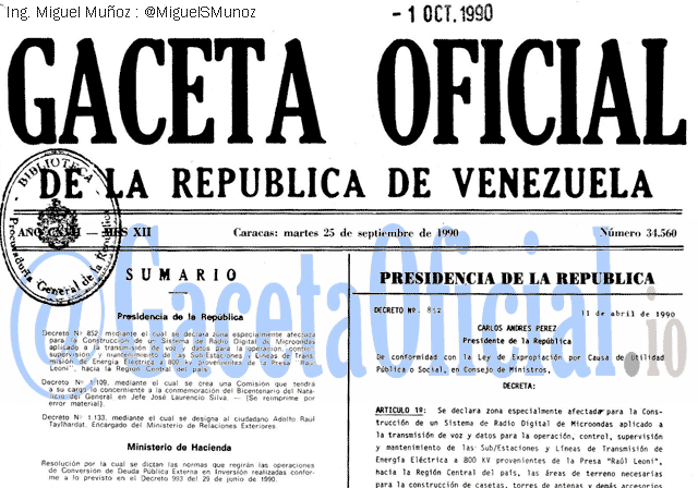 Gaceta Oficial 34560 del 25 Septiembre 1990