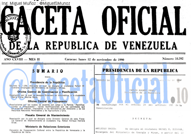Gaceta Oficial 34592 del 12 Noviembre 1990