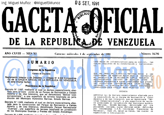 Gaceta Oficial 34791 del 4 Septiembre 1991