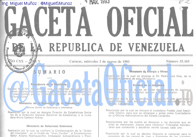 Gaceta Oficial 35163 del 3 Marzo 1993