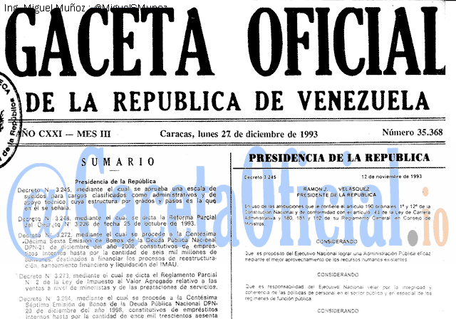 Gaceta Oficial 35368 del 27 Diciembre 1993