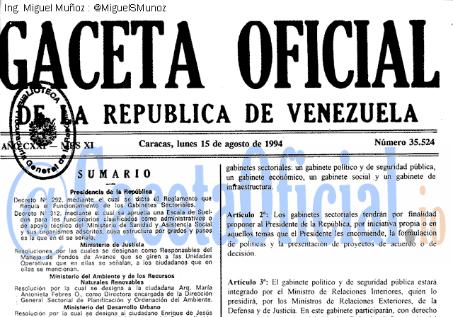 Gaceta Oficial 35524 del 15 Agosto 1994