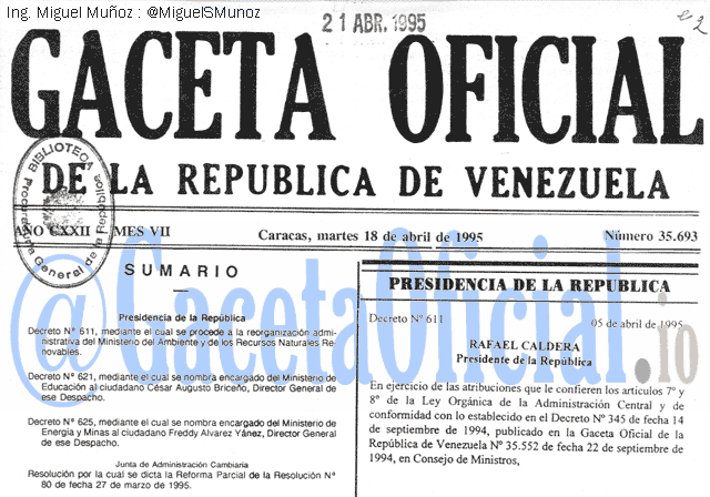 Gaceta Oficial 35693 del 18 Abril 1995