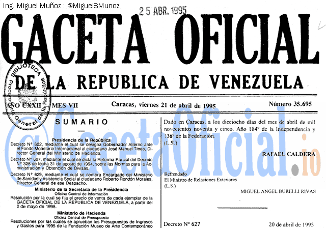 Gaceta Oficial 35695 del 21 Abril 1995