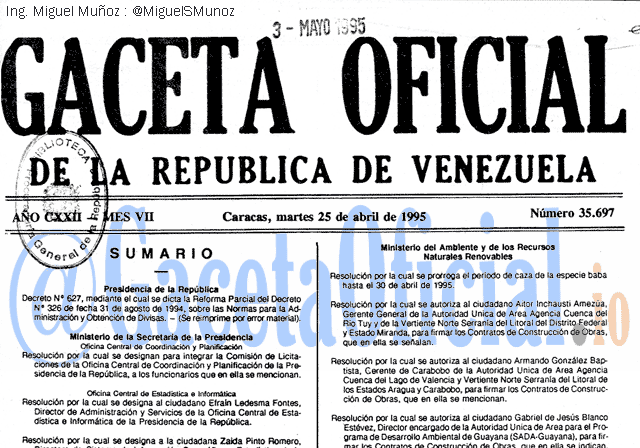 Gaceta Oficial 35697 del 25 Abril 1995