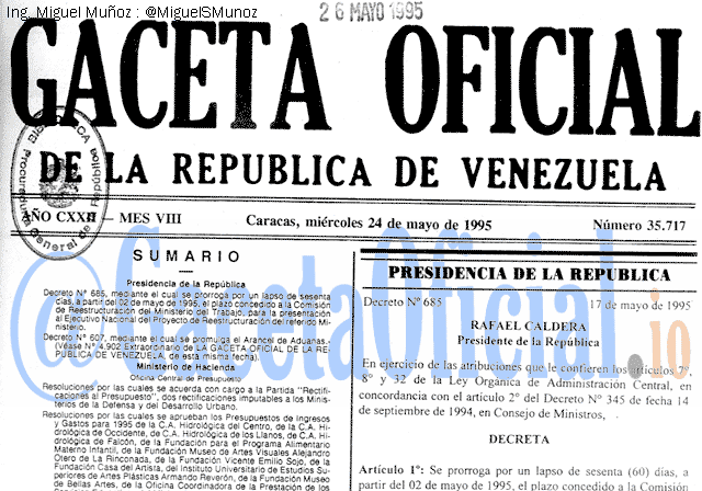 Gaceta Oficial 35717 del 24 Mayo 1995
