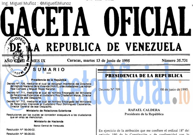 Gaceta Oficial 35731 del 13 Junio 1995