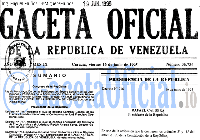 Gaceta Oficial 35734 del 16 Junio 1995
