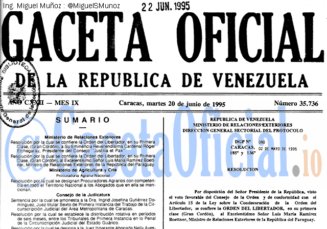 Gaceta Oficial 35736 del 20 Junio 1995