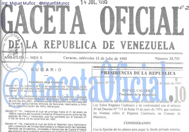 Gaceta Oficial 35751 del 12 Julio 1995