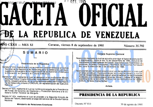 Gaceta Oficial 35792 del 8 Septiembre 1995