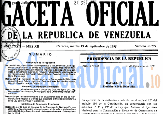 Gaceta Oficial 35799 del 19 Septiembre 1995
