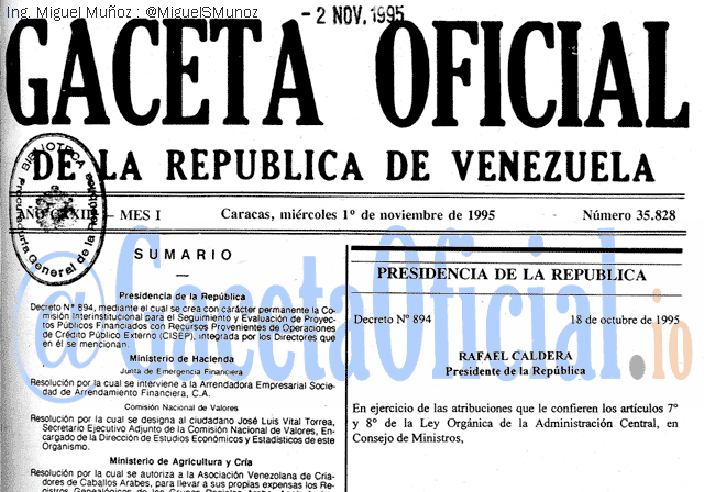 Gaceta Oficial 35828 del 1 Noviembre 1995