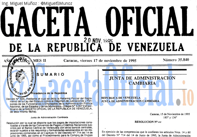 Gaceta Oficial 35840 del 17 Noviembre 1995