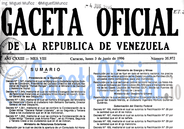 Gaceta Oficial 35972 del 3 Junio 1996