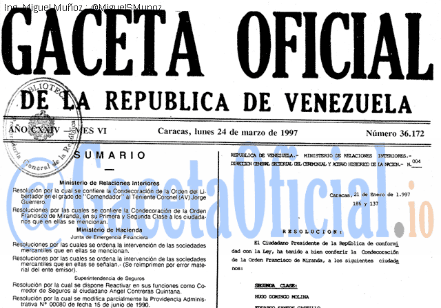 Gaceta Oficial 36172 del 24 Marzo 1997