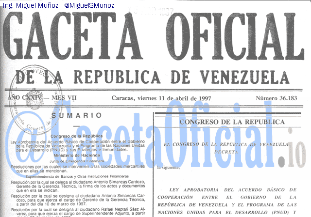 Gaceta Oficial 36183 del 11 Abril 1997