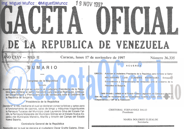 Gaceta Oficial 36335 del 17 Noviembre 1997